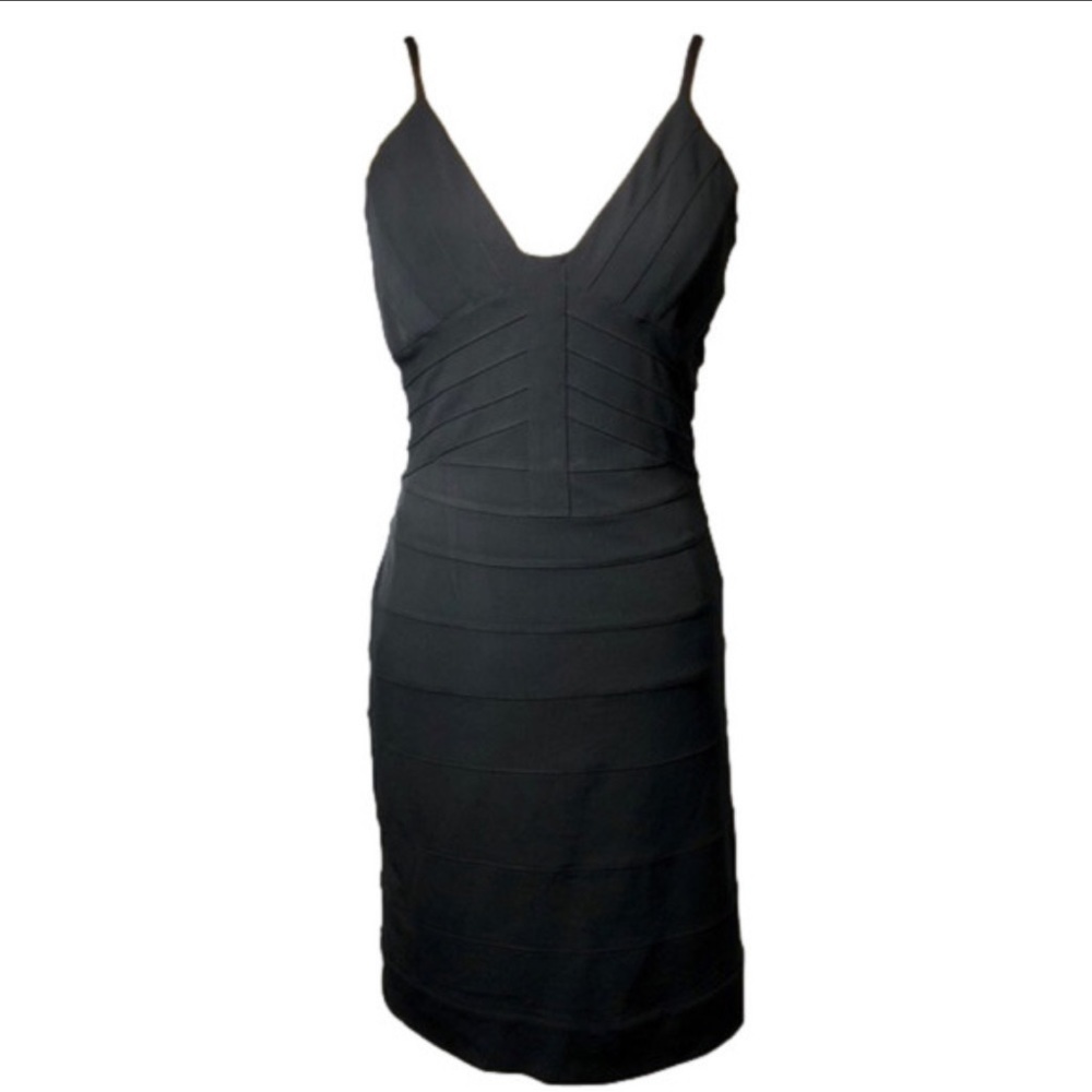 Max and Cleo Black Adjustable Spaghetti Strap Fully Lined Midi Dress sz 8